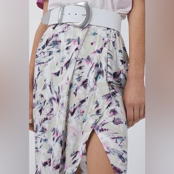 NWT IRO Kerim Skirt Size 8 Beige Purple Wrap Effect Drape Designer Casual Spring - Picture 1 of 16